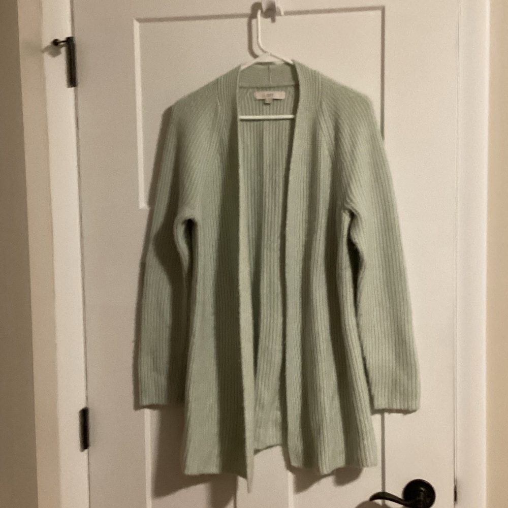 LOFT Light Green Ribbed Cardigan